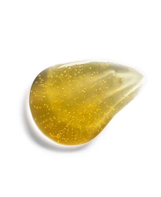 Yellow gel-like substance on a clear background