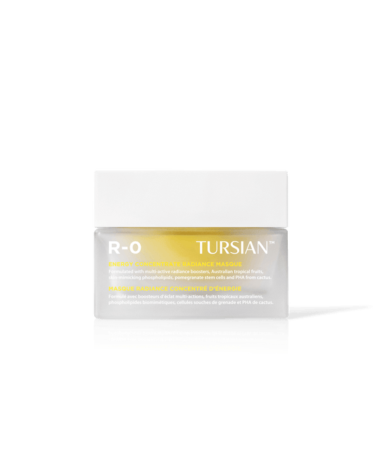 Tursian R-O skincare product packaging on a black background
