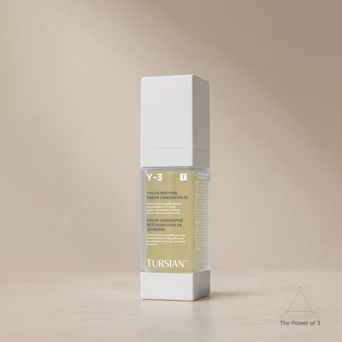 Tursian Y-3 youth restore serum concentrate for anti-aging and skin regeneration displayed on a neutral background